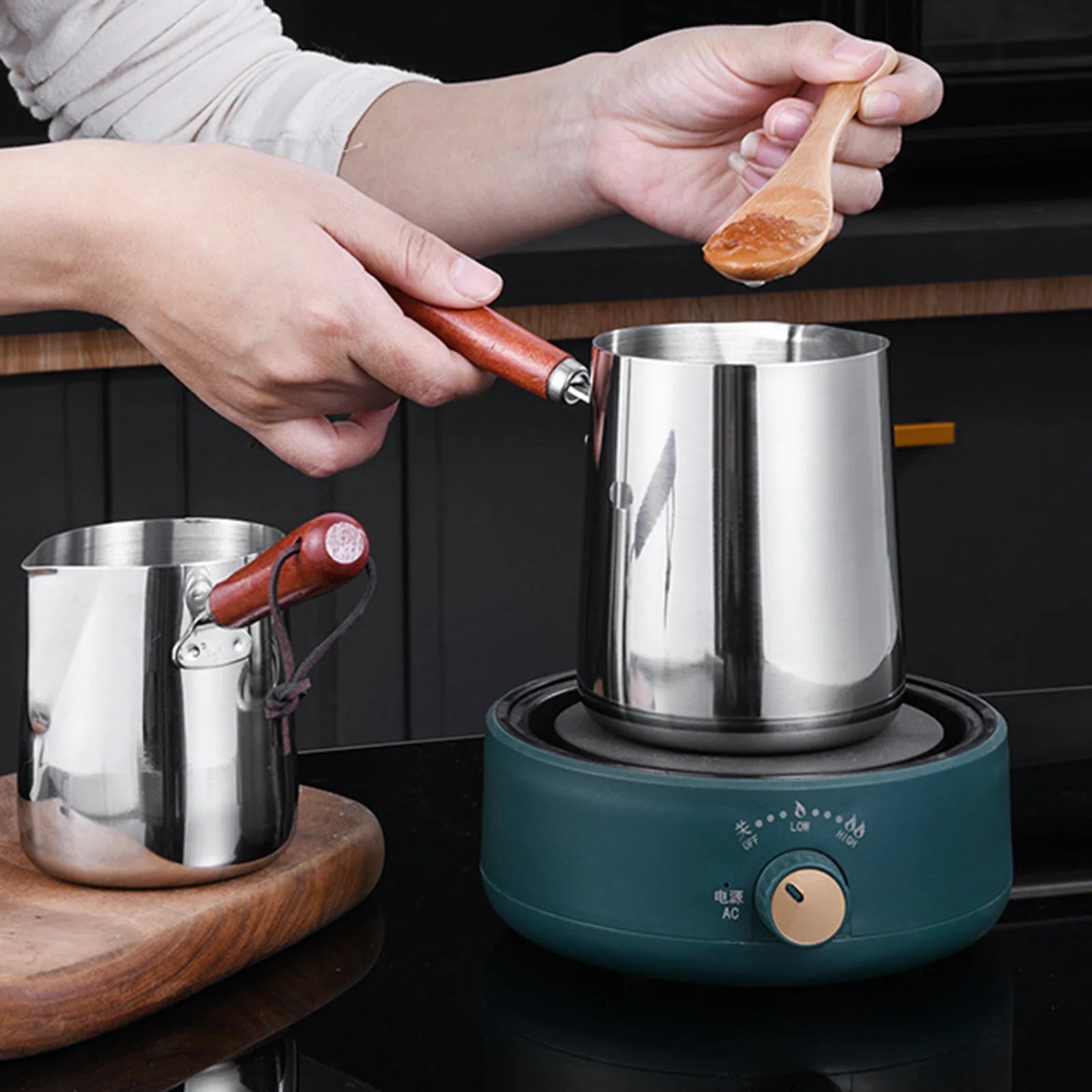 Cafetière Turque en Acier Inoxydable Manche Long