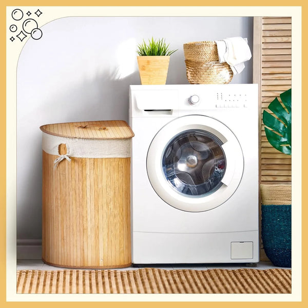 Panier à Linge d'Angle en Bambou avec Couvercle