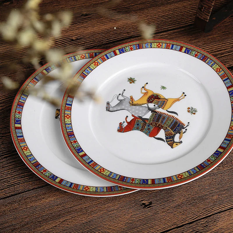 Assiette en Porcelaine Motif Cheval