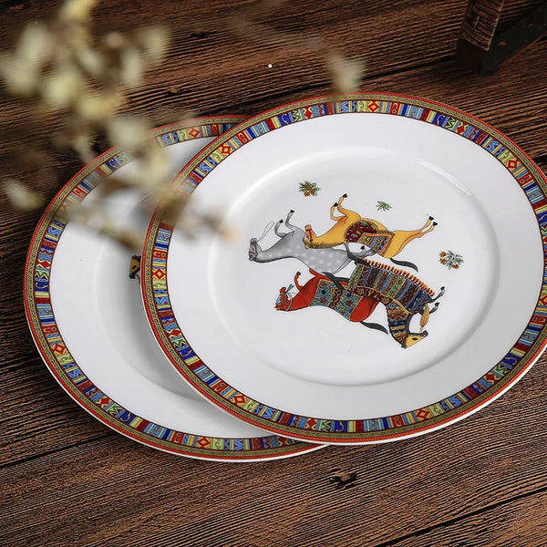 Assiette en Porcelaine Motif Cheval
