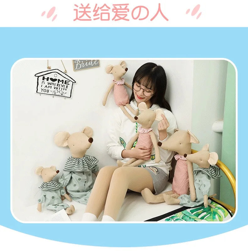 Peluche Souris Nœud Papillon Rose et Vert