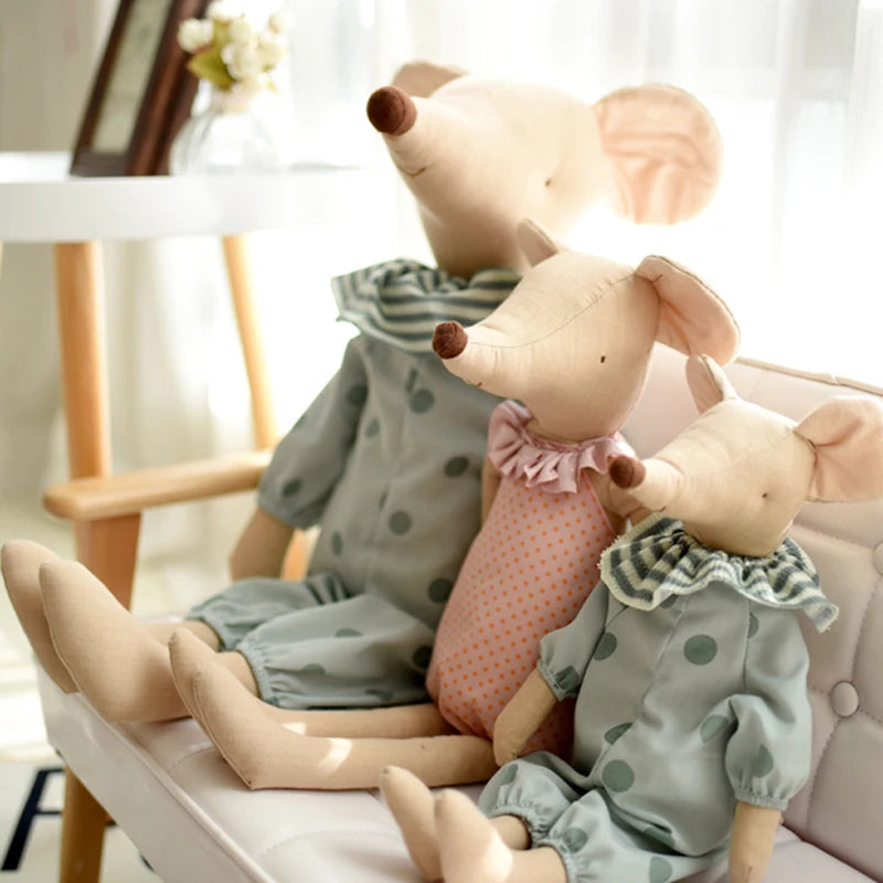 Peluche Souris Nœud Papillon Rose et Vert