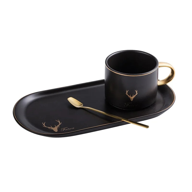 Service à Café Européen Bordure Dorée avec Coffret Cadeau