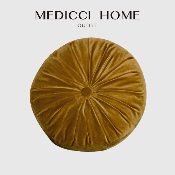Velvet Pumpkin Floor Cushion – Round Pleated Seat Pad, 38x38cm