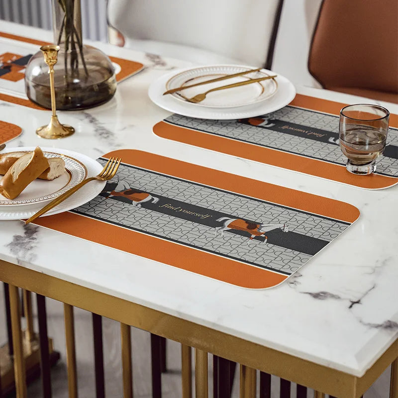 Sets de Table Motif Cheval - Lot de 2, Orange