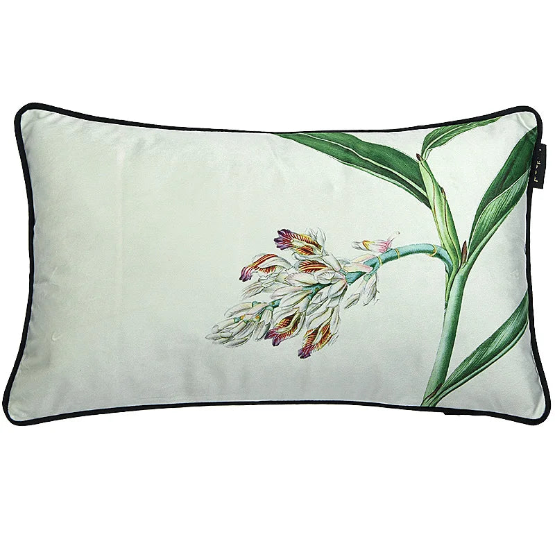 Housse de Coussin Velours Motif Pie et Branche - Style Champêtre