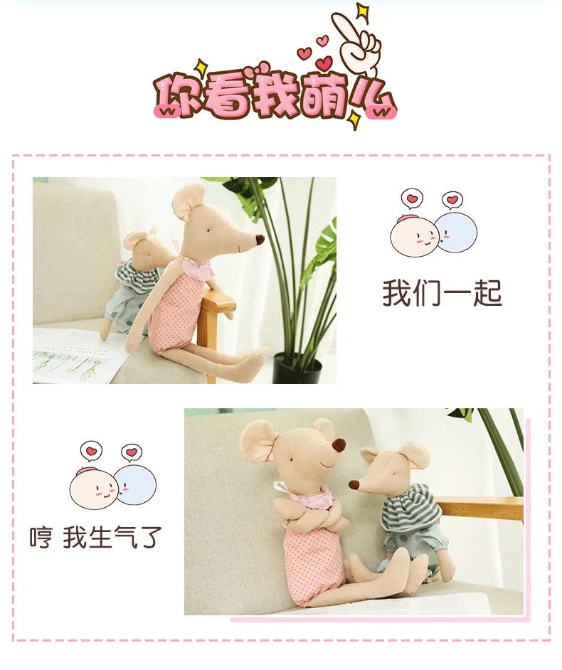 Peluche Souris Nœud Papillon Rose et Vert