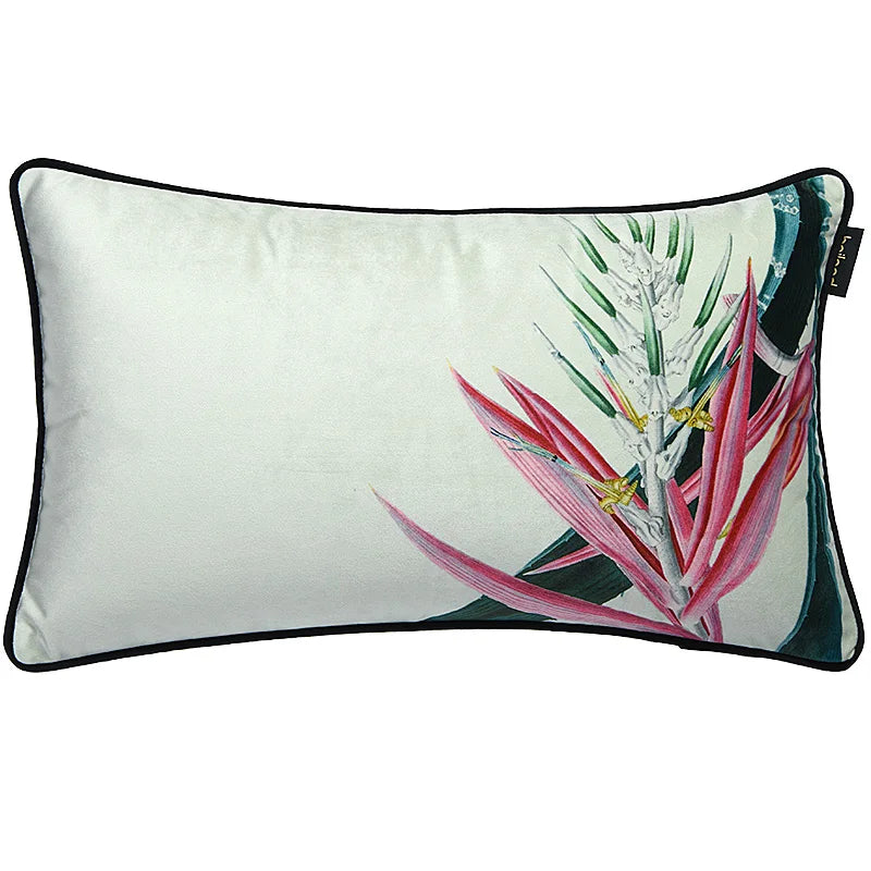 Housse de Coussin Velours Motif Pie et Branche - Style Champêtre