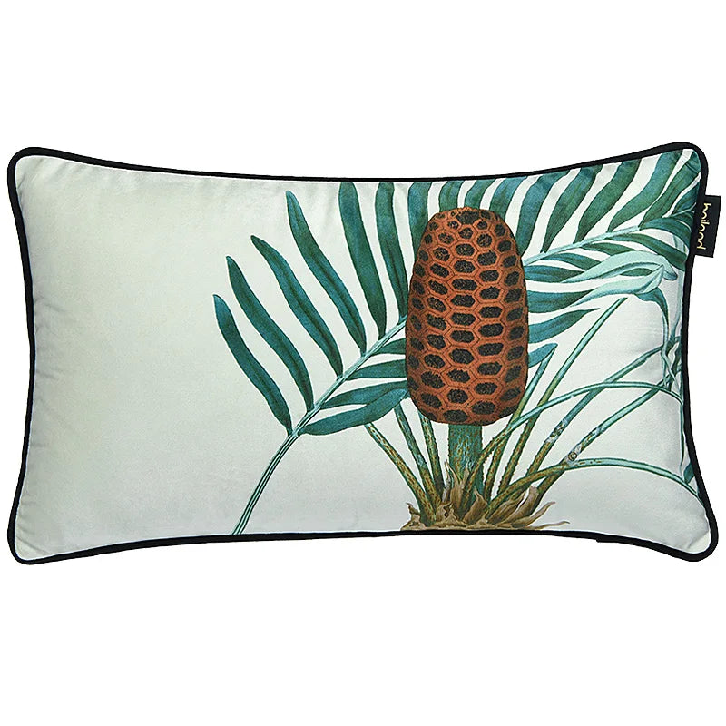 Housse de Coussin Velours Motif Pie et Branche - Style Champêtre