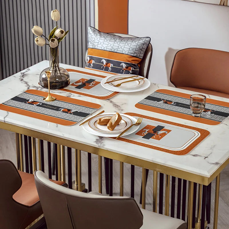 Sets de Table Motif Cheval - Lot de 2, Orange