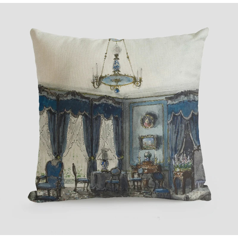 Housse de Coussin Rétro Française - Motif Palais Royal