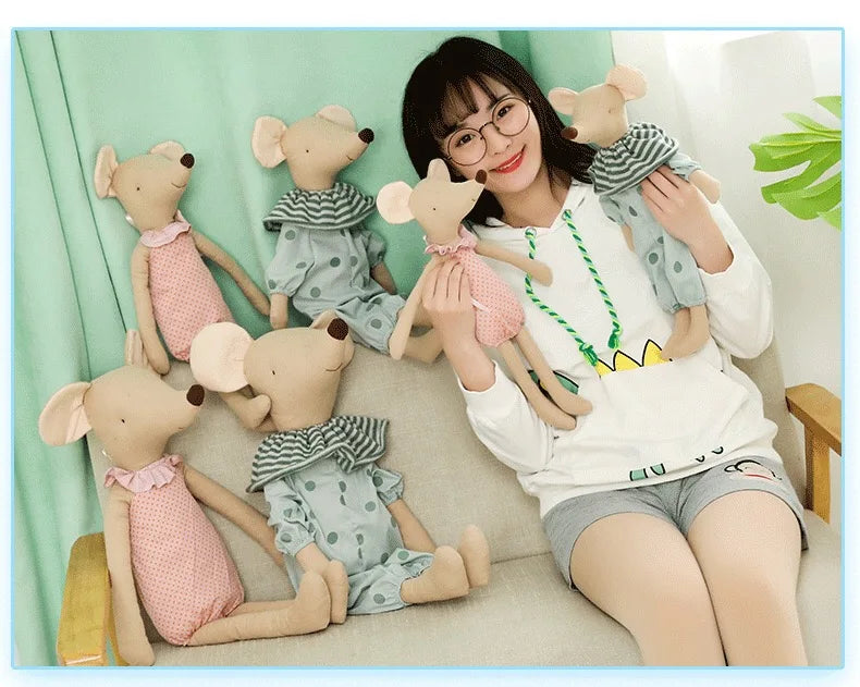 Peluche Souris Nœud Papillon Rose et Vert