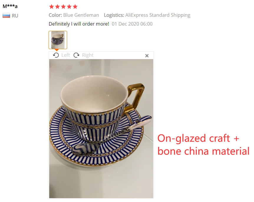 Tasse à Café Porcelaine Fine avec Soucoupe et Cuillère 200ml