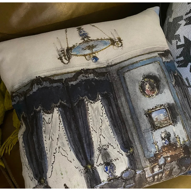 Housse de Coussin Rétro Française - Motif Palais Royal