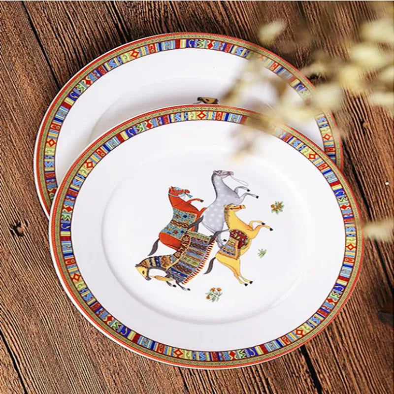 Assiette en Porcelaine Motif Cheval