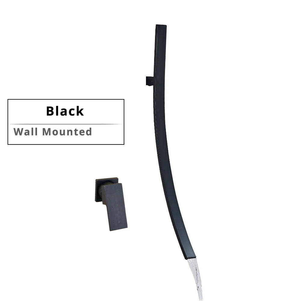 Robinet de Lavabo Chrome Bec Cascade Mural
