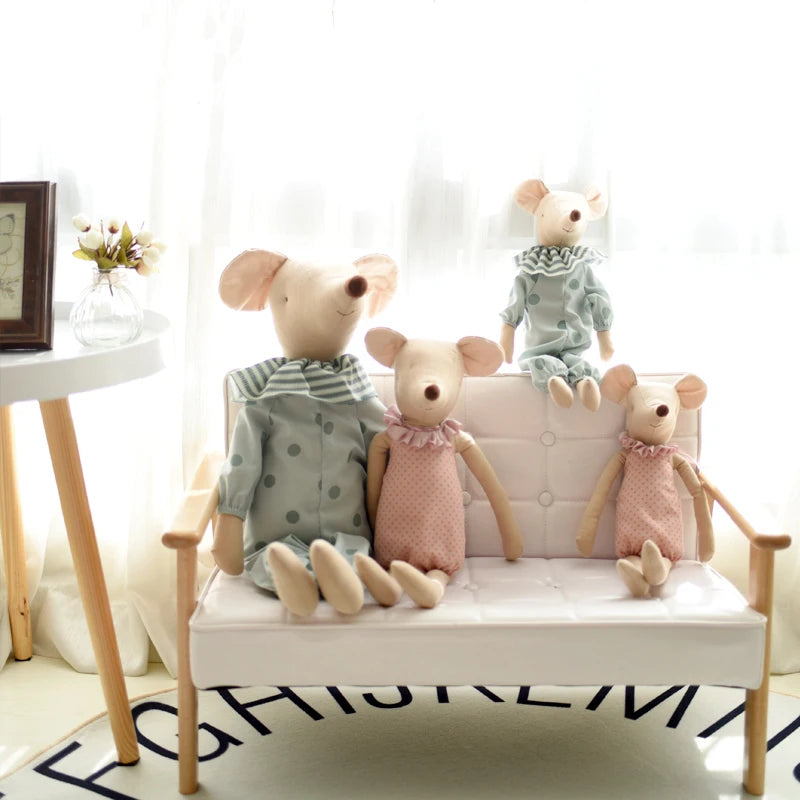 Peluche Souris Nœud Papillon Rose et Vert