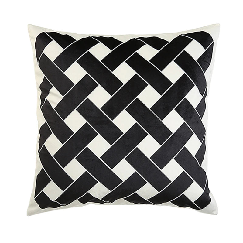 Housse de Coussin Velours Géométrique - Style Nordique