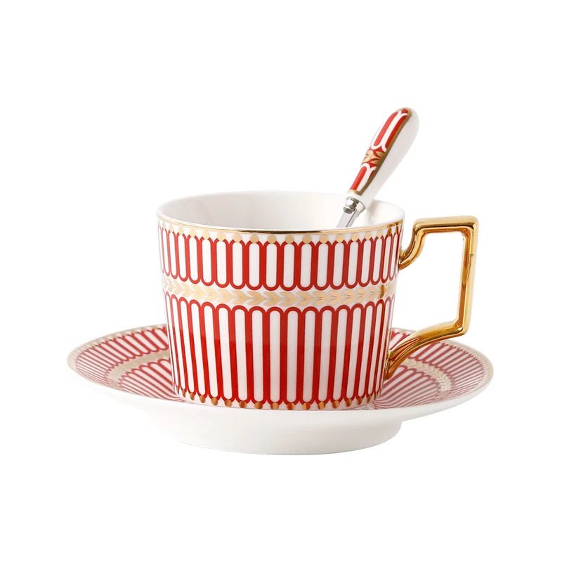 Tasse à Café Porcelaine Fine avec Soucoupe et Cuillère 200ml
