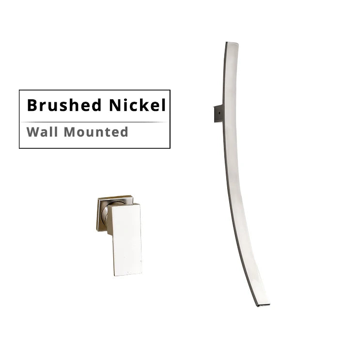 Robinet de Lavabo Chrome Bec Cascade Mural