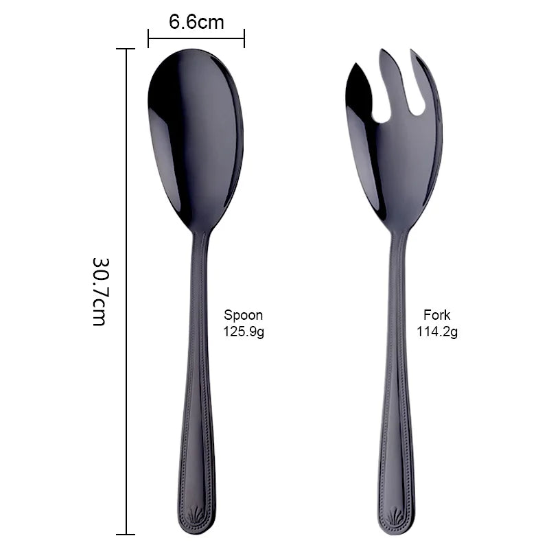 Grande Cuillère et Fourchette de Service Inox Doré