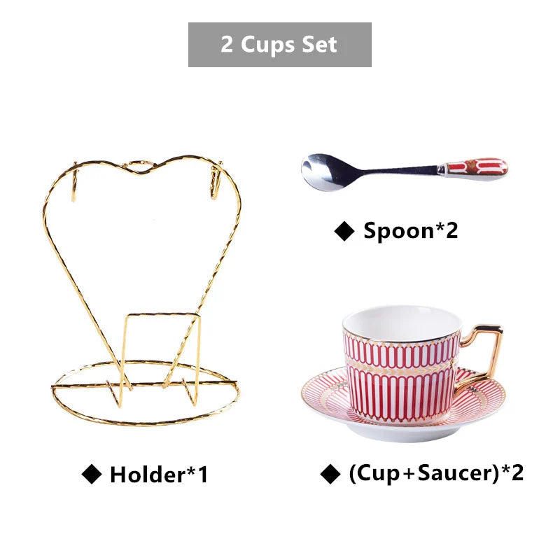 Tasse à Café Porcelaine Fine avec Soucoupe et Cuillère 200ml