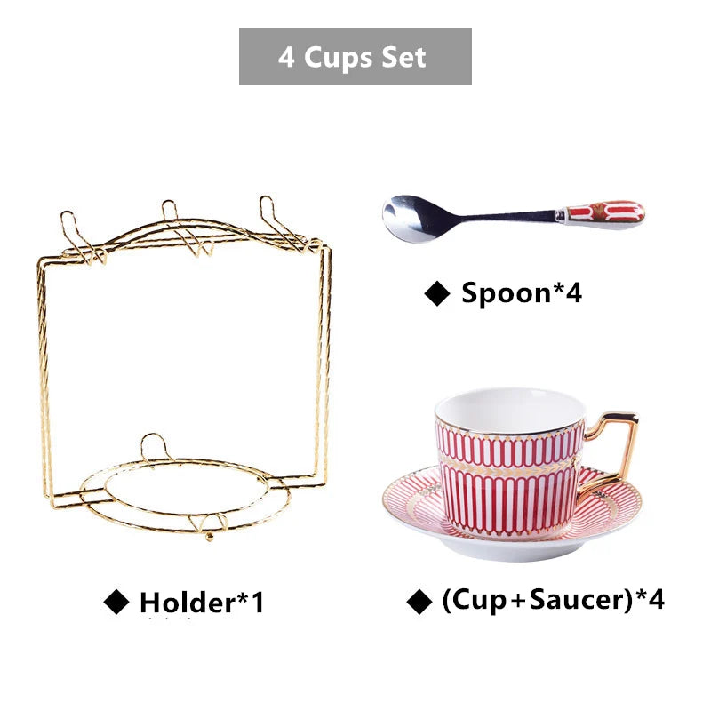 Tasse à Café Porcelaine Fine avec Soucoupe et Cuillère 200ml