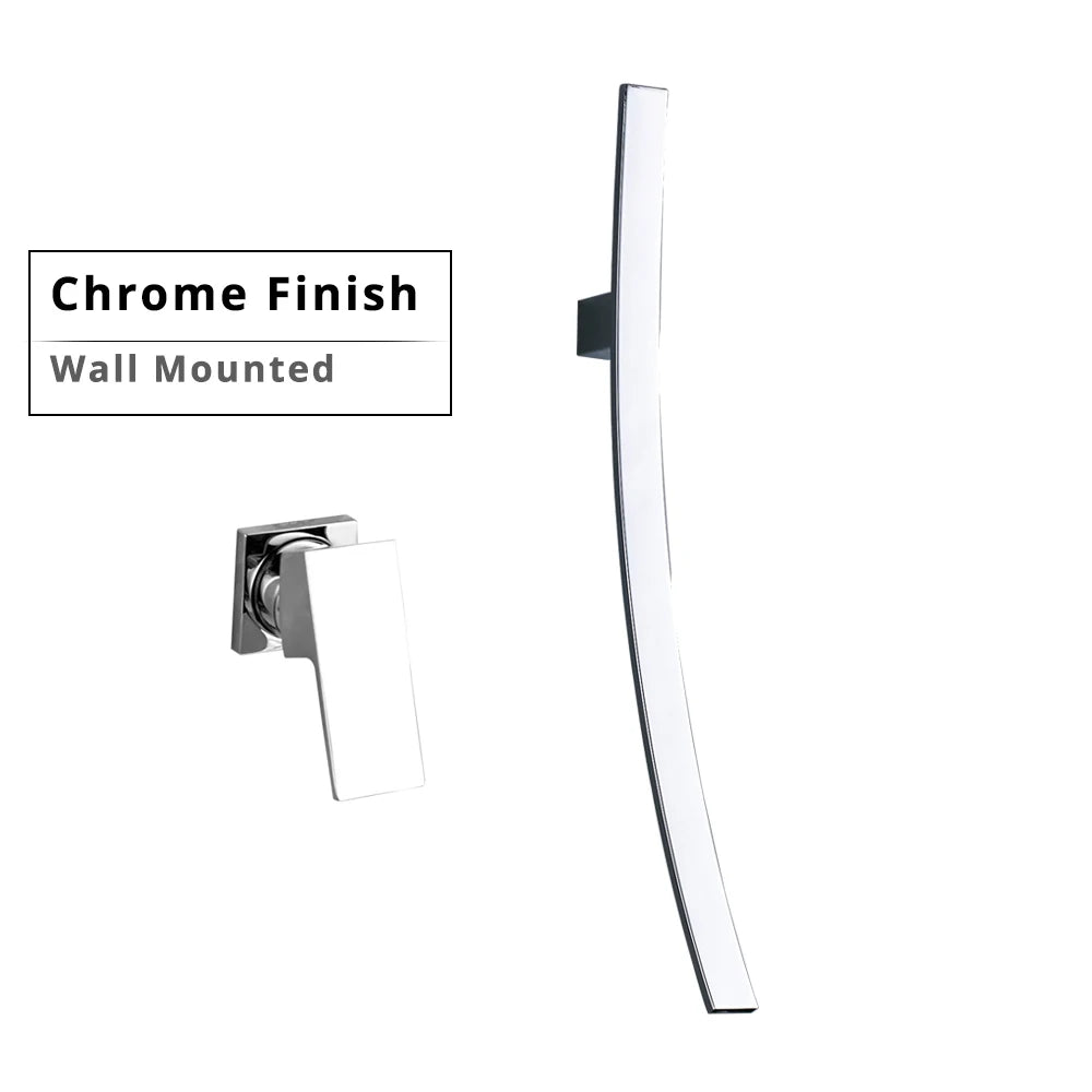 Robinet de Lavabo Chrome Bec Cascade Mural