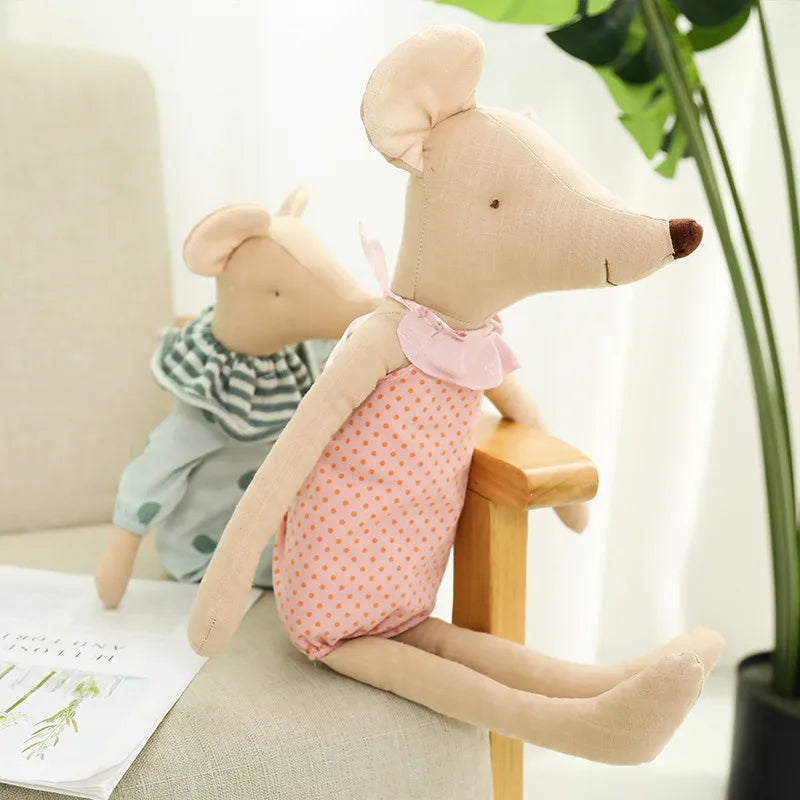 Peluche Souris Nœud Papillon Rose et Vert