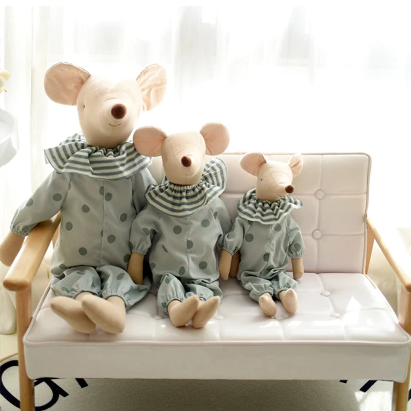 Peluche Souris Nœud Papillon Rose et Vert