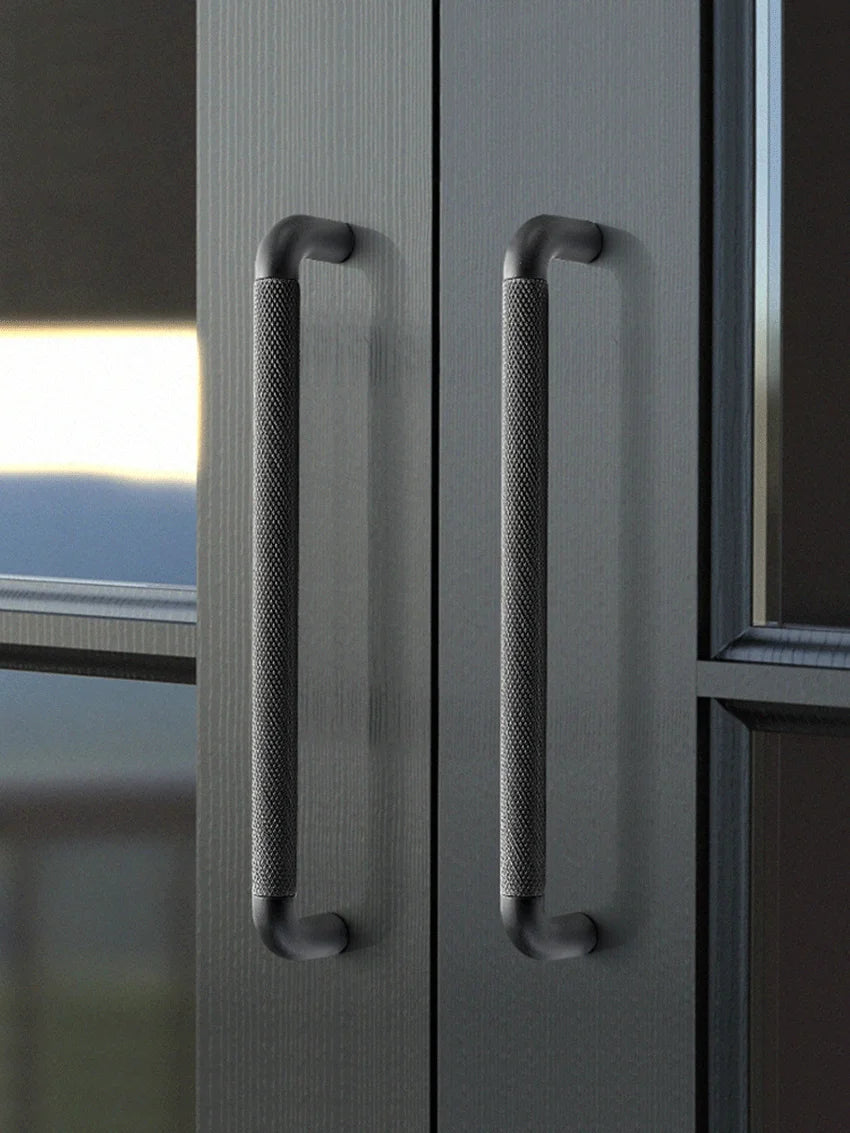 Poignée de Meuble Aluminium Texture Grainée Brune Style Européen