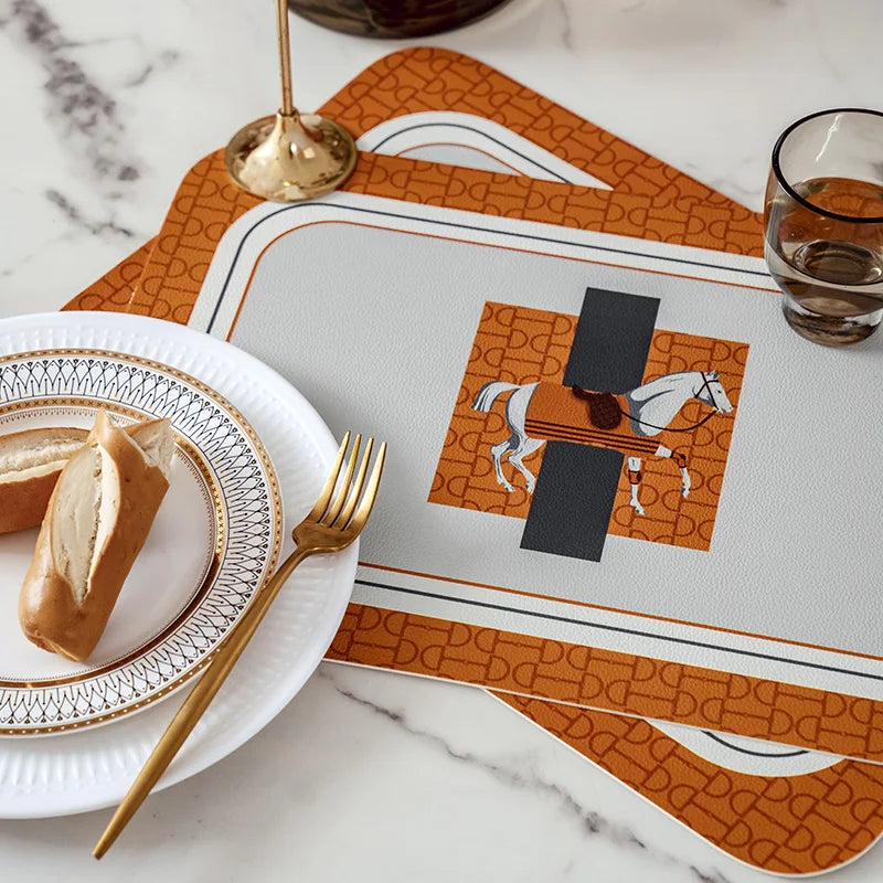 Sets de Table Motif Cheval - Lot de 2, Orange