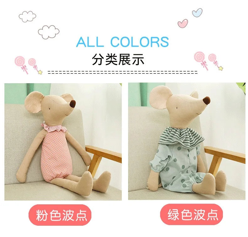 Peluche Souris Nœud Papillon Rose et Vert