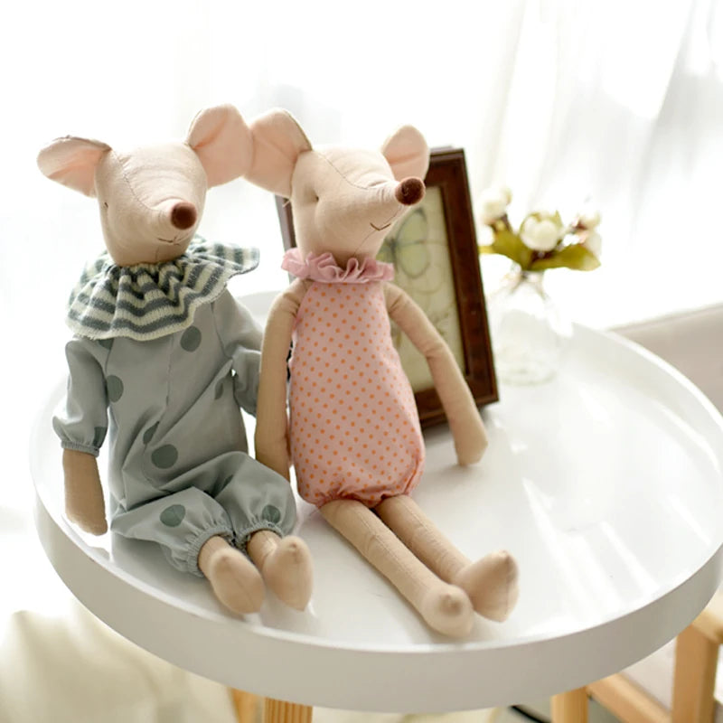 Peluche Souris Nœud Papillon Rose et Vert