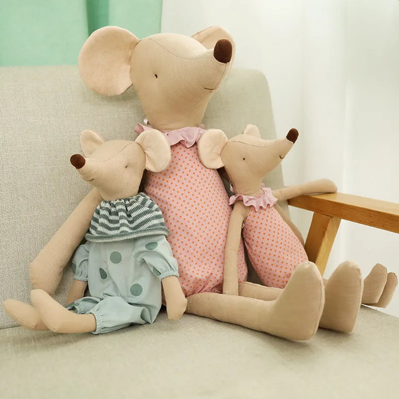 Peluche Souris Nœud Papillon Rose et Vert