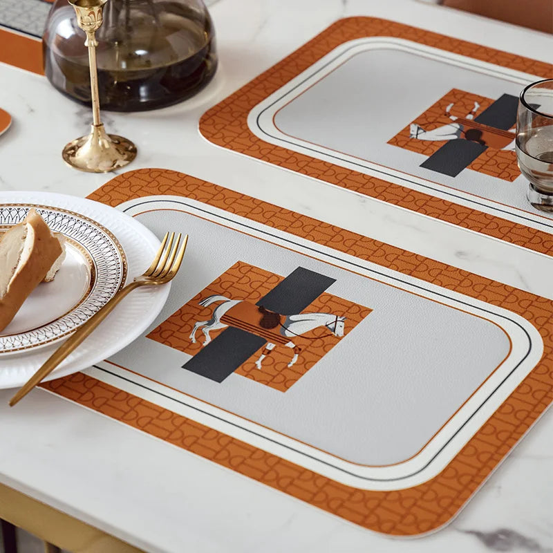 Sets de Table Motif Cheval - Lot de 2, Orange