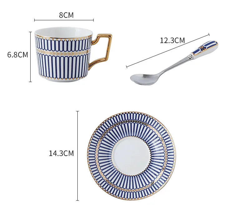 Tasse à Café Porcelaine Fine avec Soucoupe et Cuillère 200ml