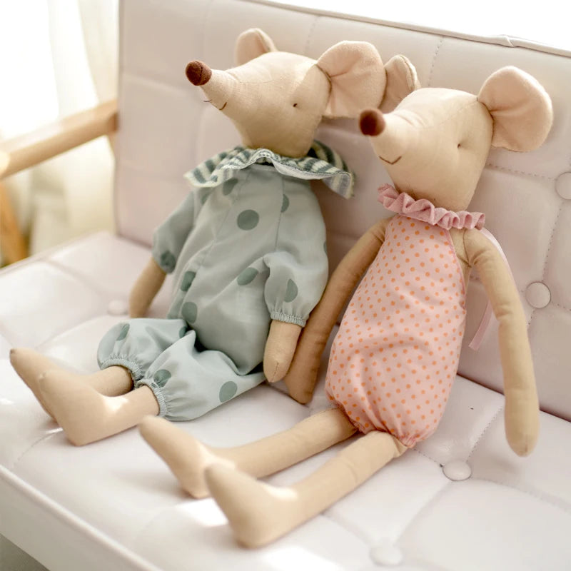 Peluche Souris Nœud Papillon Rose et Vert