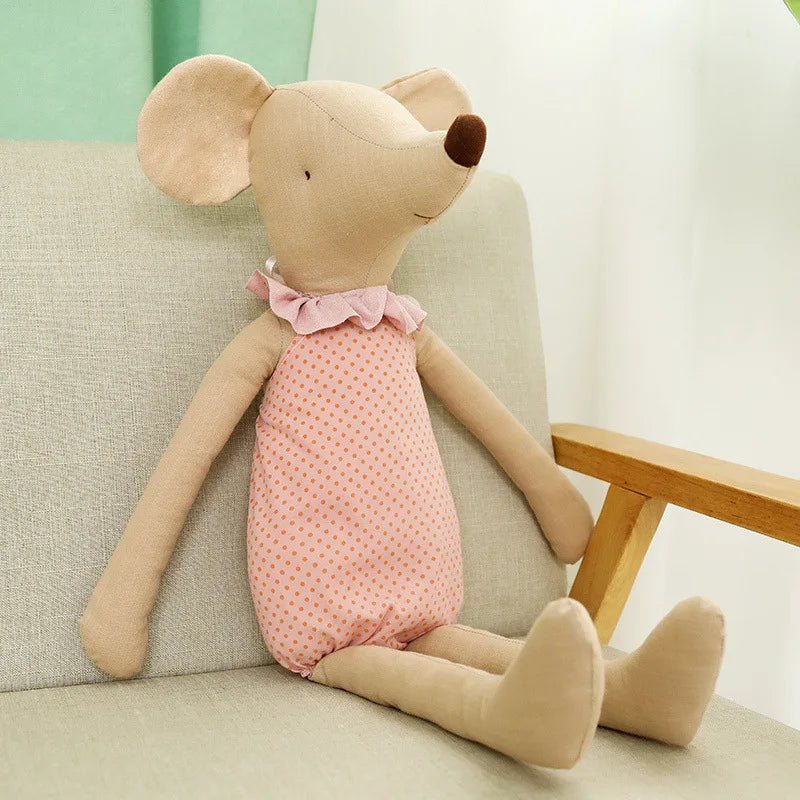 Peluche Souris Nœud Papillon Rose et Vert