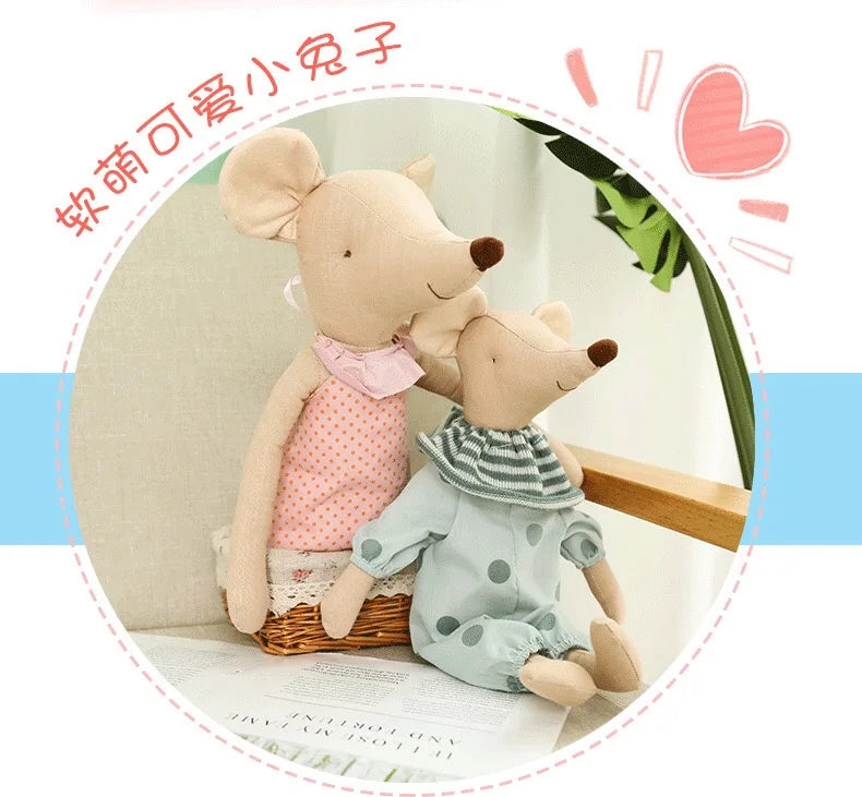 Peluche Souris Nœud Papillon Rose et Vert