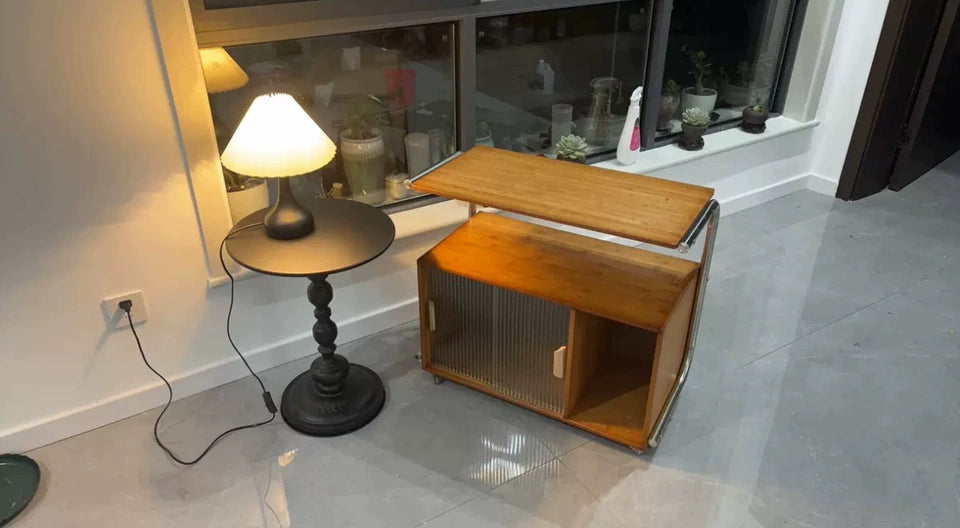 Table de Chevet Nordique avec Rangement Amovible
