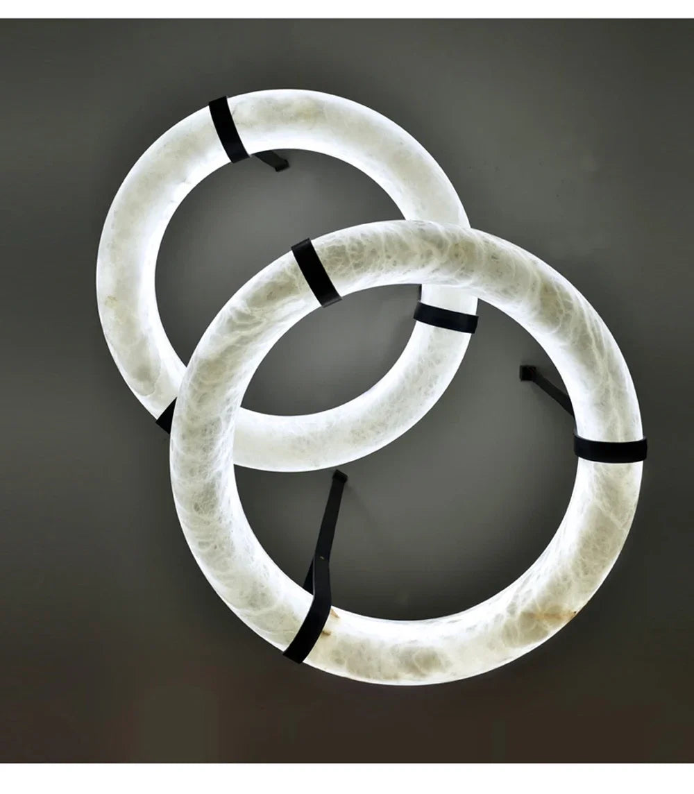 Suspension Ronde Cuir et Cuivre Marbre Espagnol Haut de Gamme