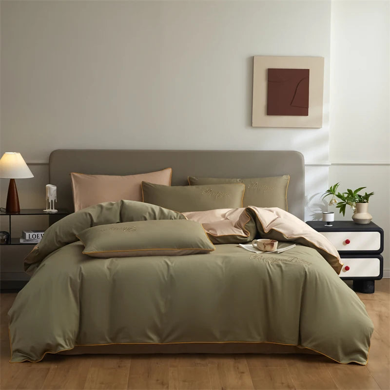 Set Housse de Couette Coton Égyptien avec Taies