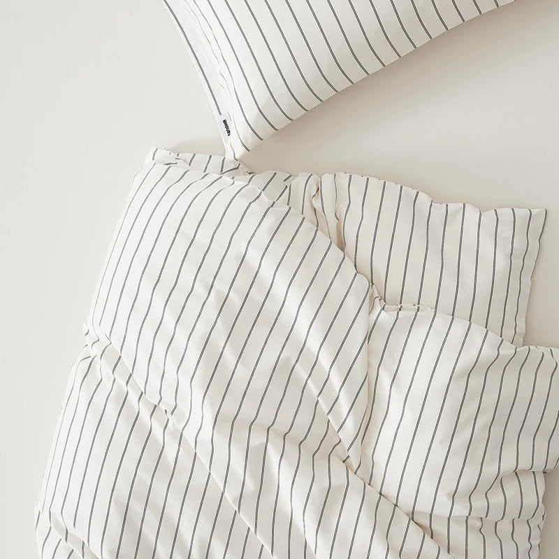 Housse de Couette Coton Rayée Douce pour Toute la Famille