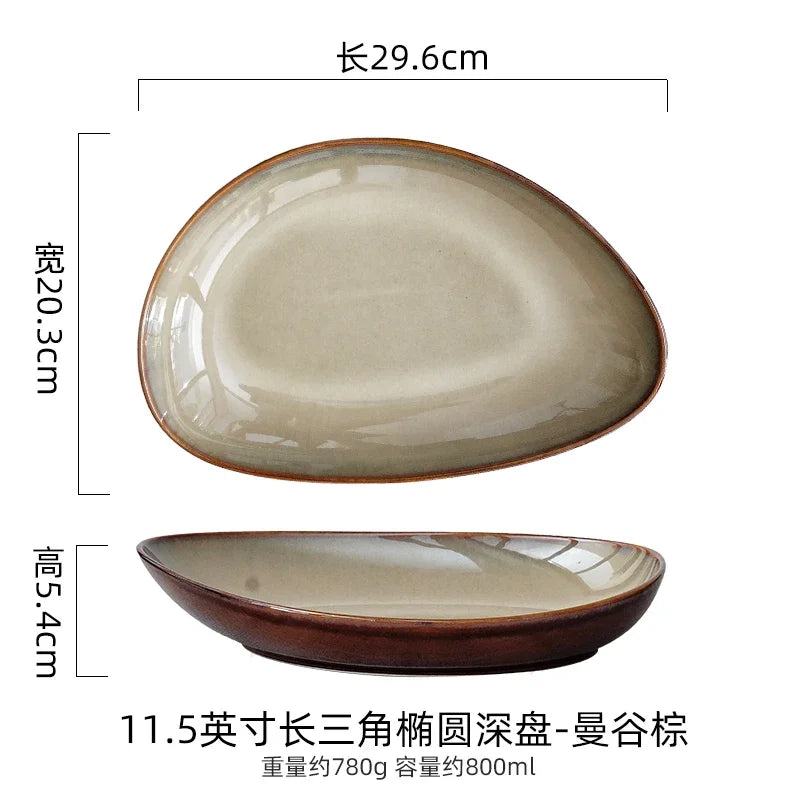 Assiette Creuse Triangulaire Céramique Style Japonais