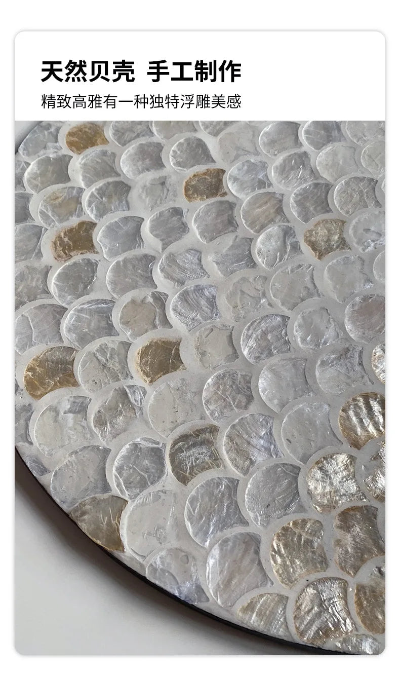 Plateau Rond Tissé Coquillages Style Léger Luxe