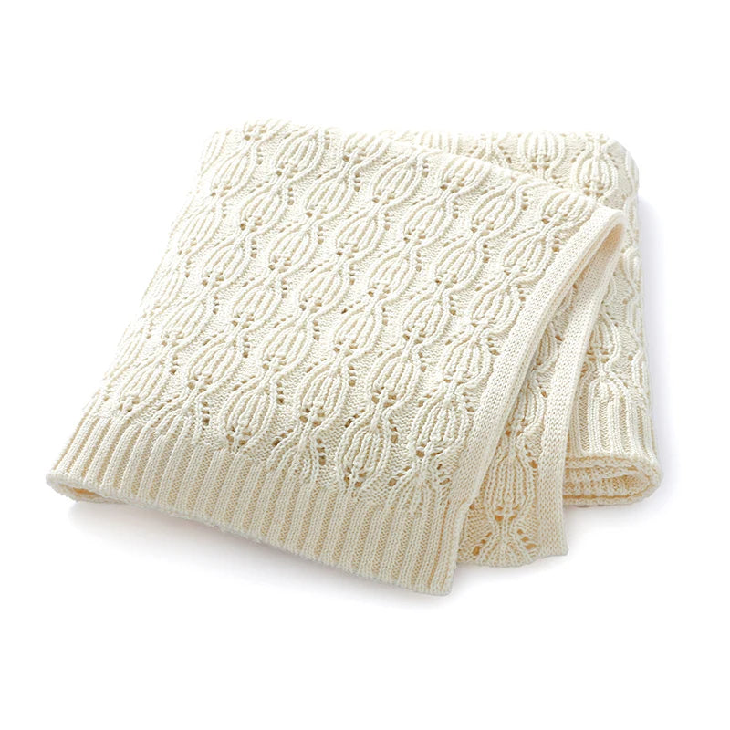 Couverture Bébé Tricotée Coton Unie 90x70cm