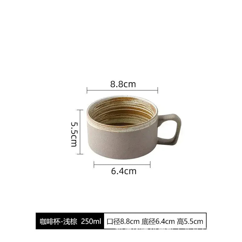 Ensemble Tasses en Poterie Rétro Faites Main avec Soucoupes
