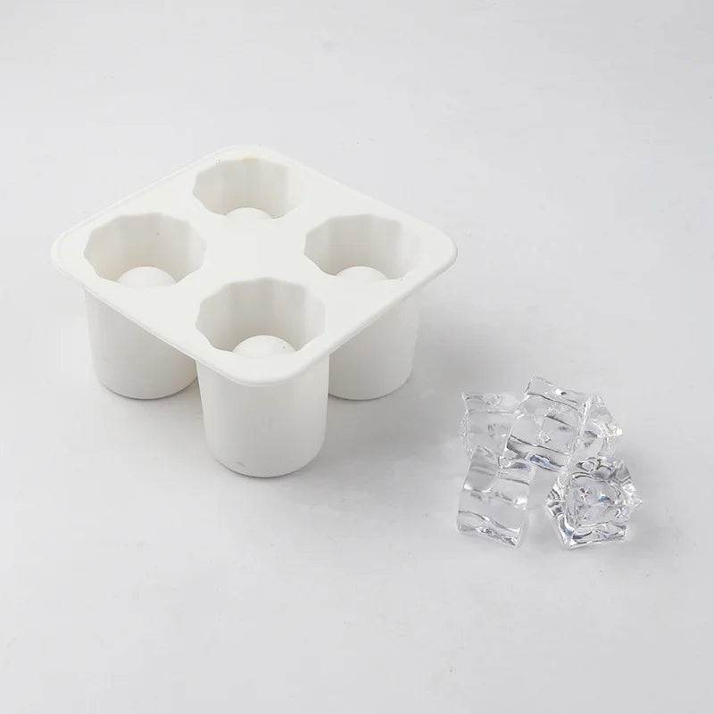 Moule à Glaçons en Silicone Forme Ronde 4 Cavités