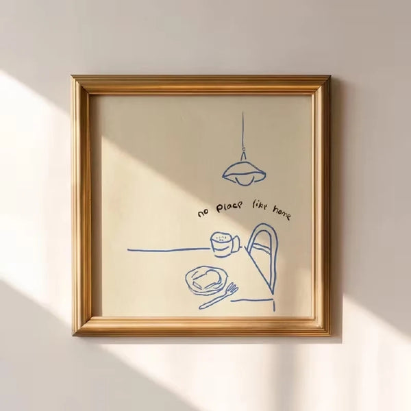 Toile Décorative Minimaliste - Art Linéaire Cuisine